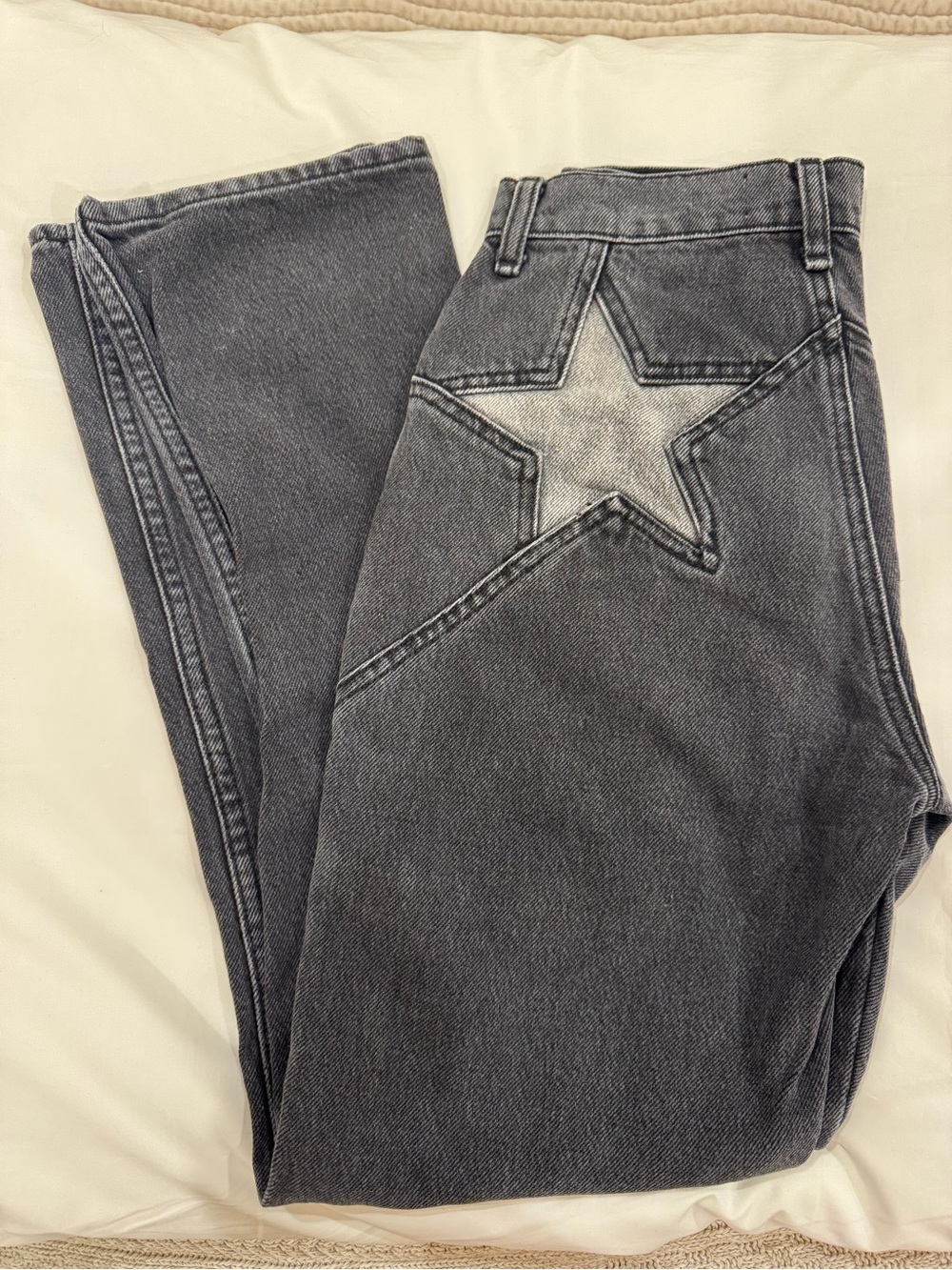 Reformation Gray High-Rise Jeans with Star Back Pocket